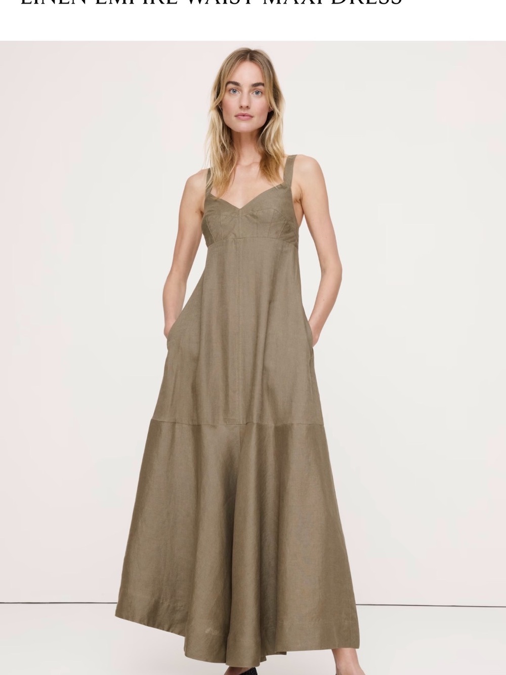 Banana Republic campground green Linen Maxi Dress - Picture 1 of 4